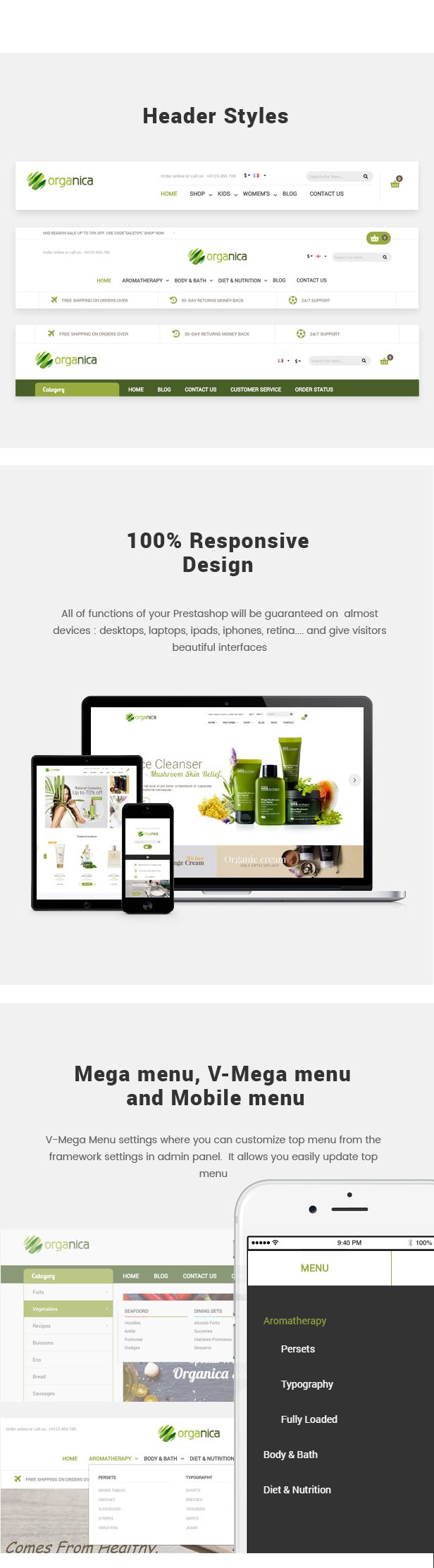 Organica - Organic, Beauty, Natural Cosmetics, Food, Farn and Eco Prestashop 1.6 & 1.7 Theme